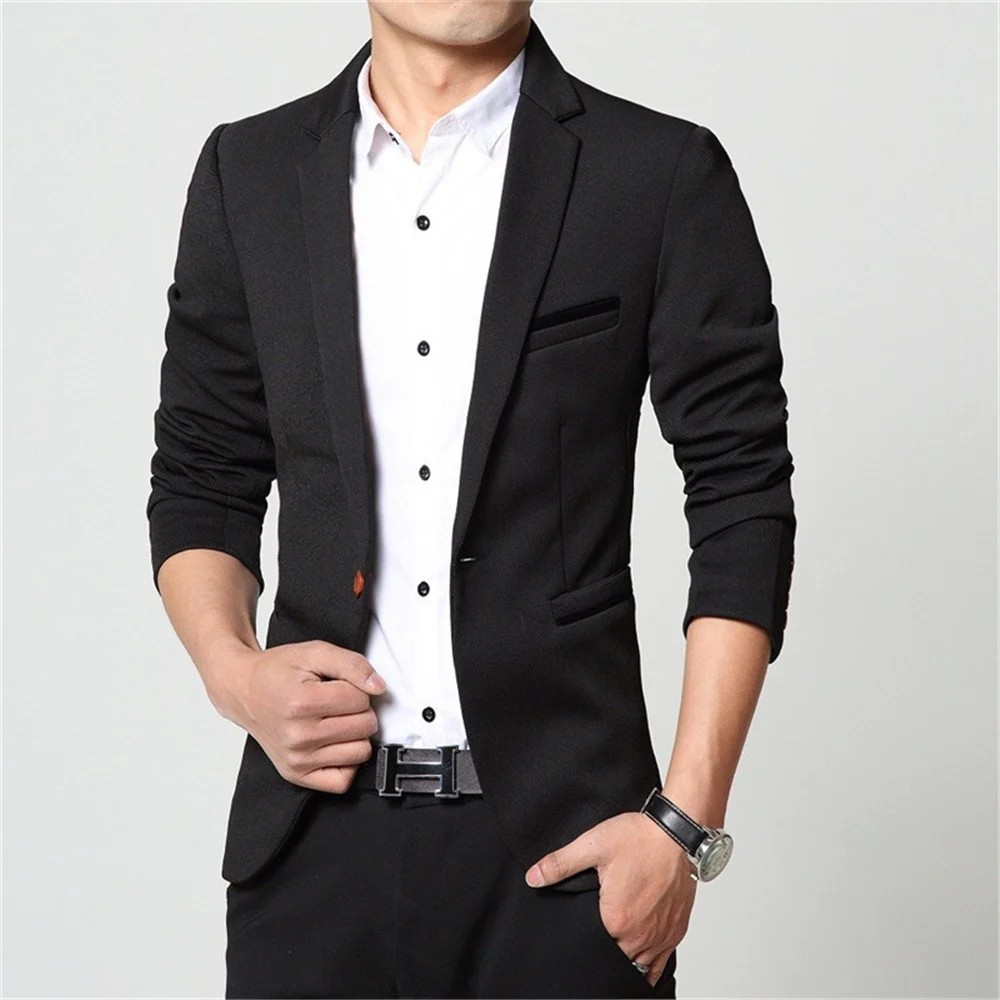 2024 Men Slim fit New Fashion Blazer Suit Jacket Black Blue Red Plus size L to 5XL Male Blazers Mens Coat Wedding Dress - Image 5