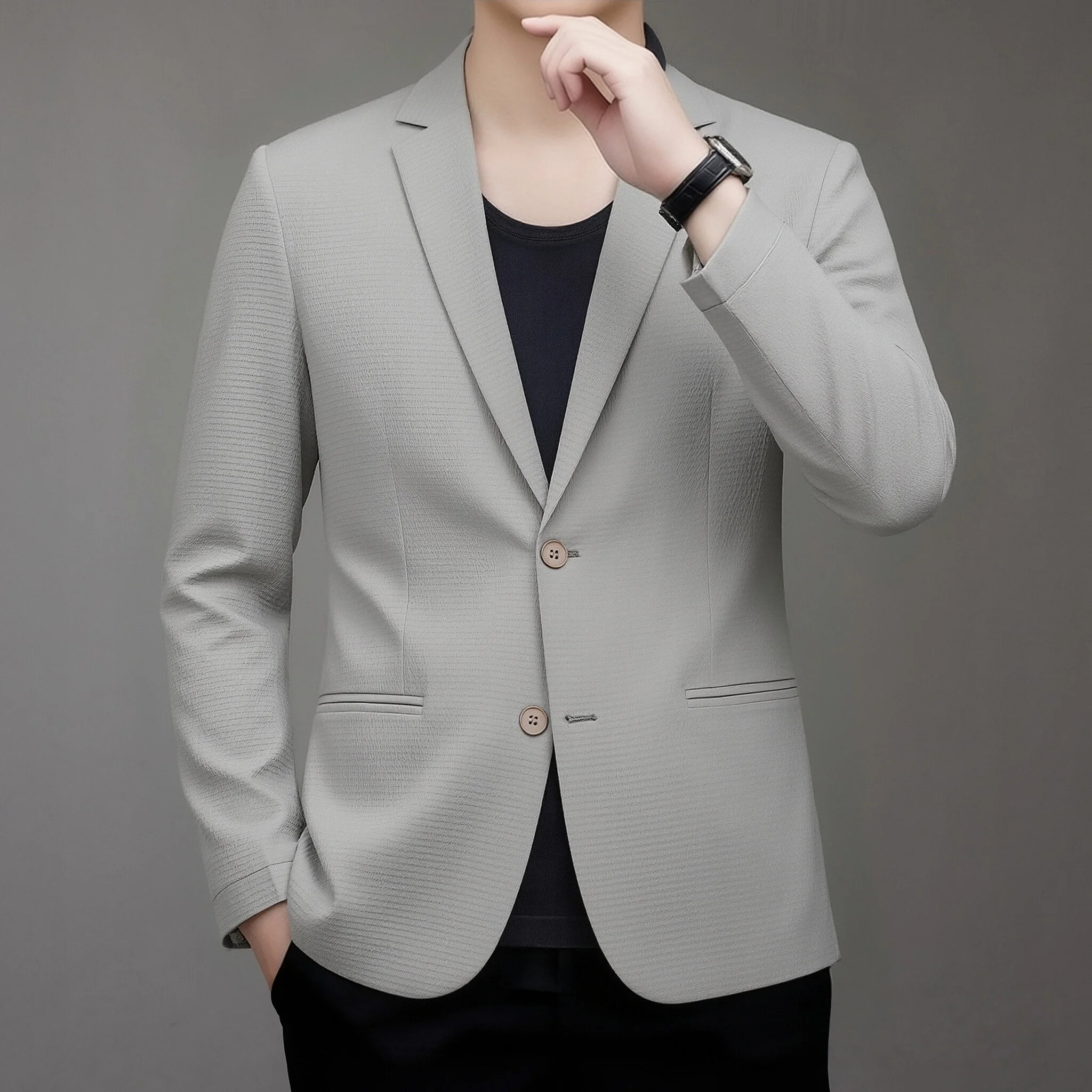 2026 Spring Summer Men's Thin Sun Protection Blazer Lightweight Breathable Casual Outerwear Coat - Image 4