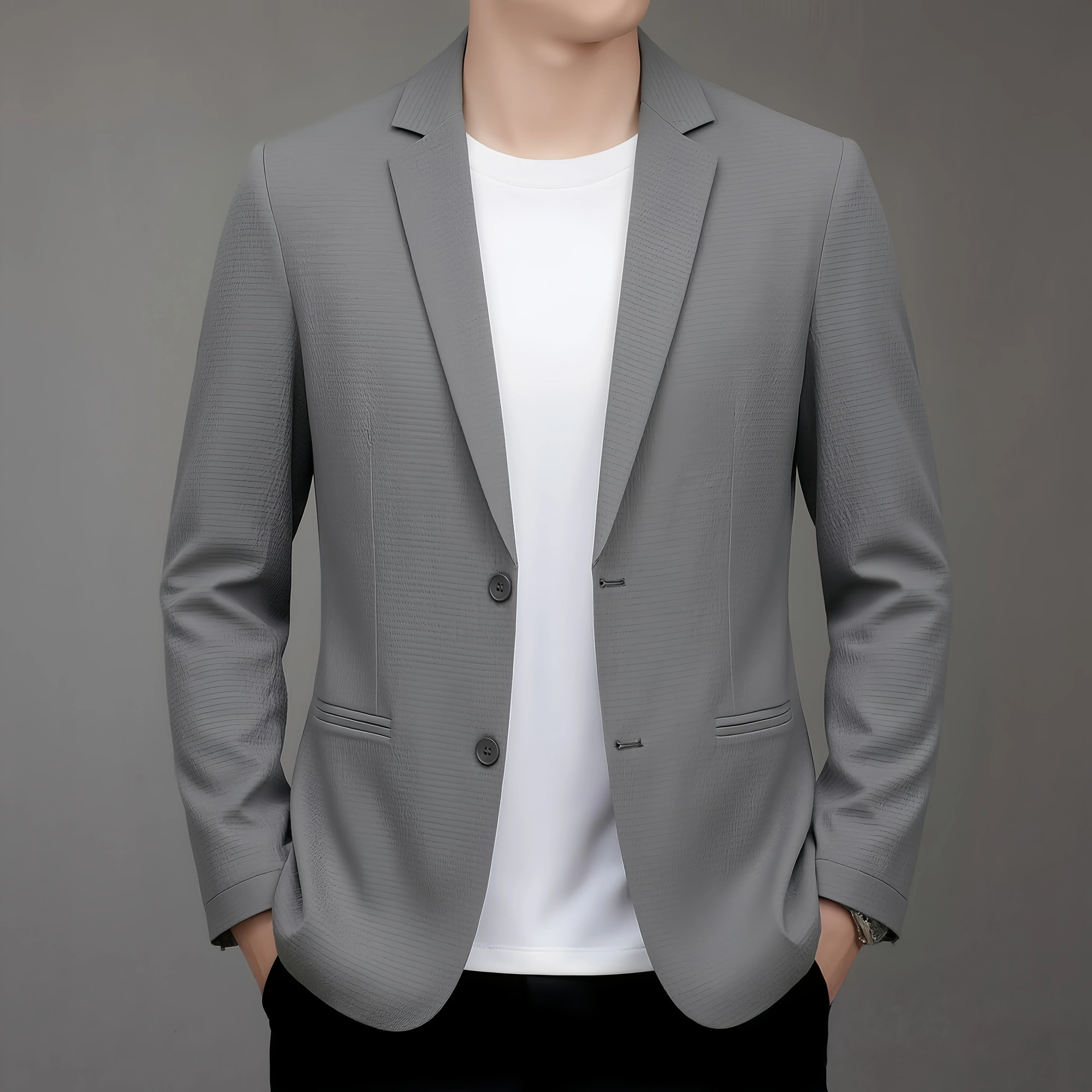 2026 Spring Summer Men's Thin Sun Protection Blazer Lightweight Breathable Casual Outerwear Coat