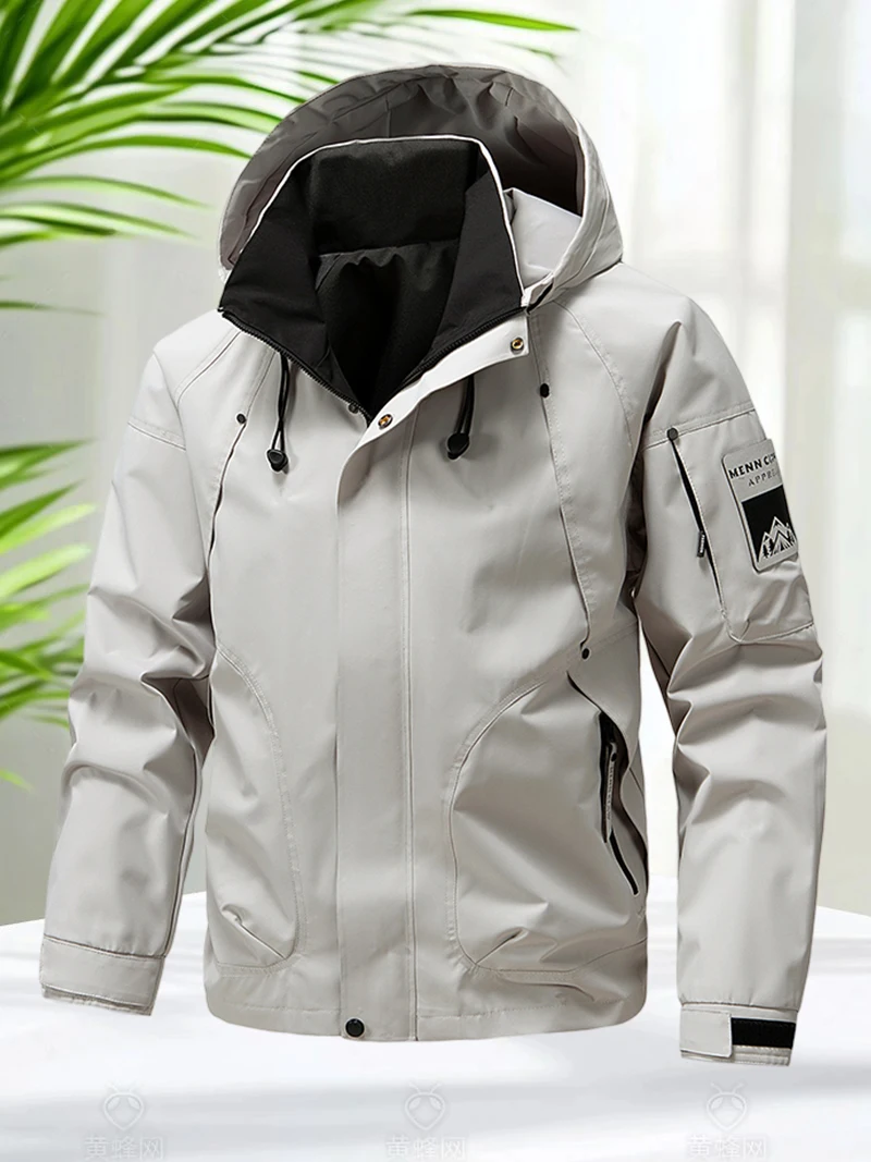 Waterproof Jacket Men Outdoor Softshell Zip Up Hooded Jacket Windbreaker Hiking Camping Coats Lightweight Spring Autumn Coats - Image 4