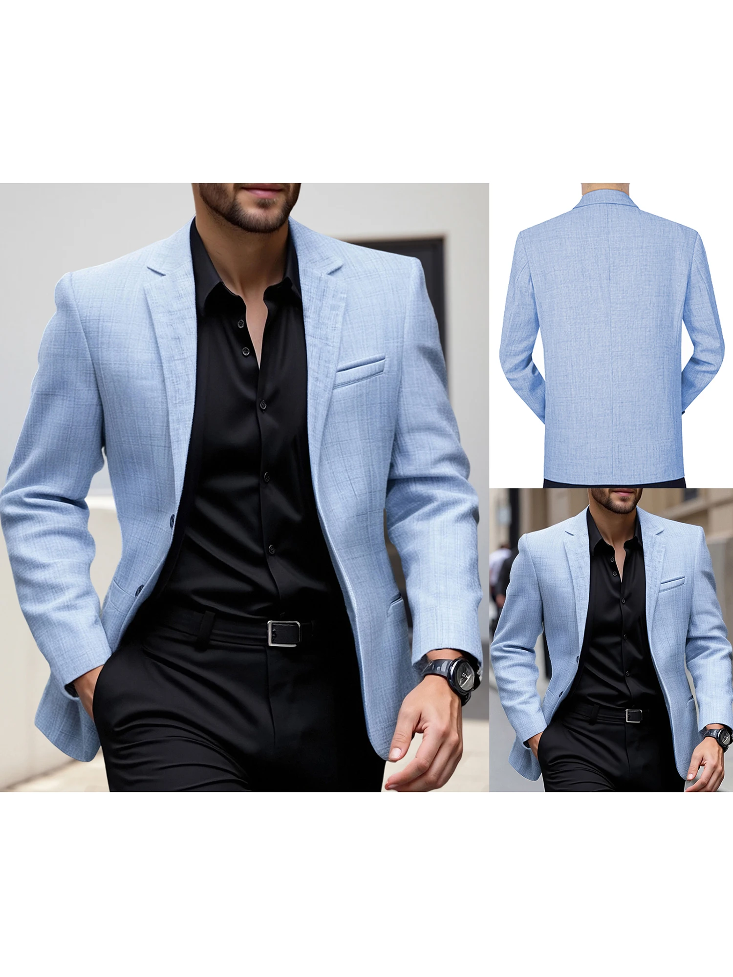 Men s Fit Casual Blazer with Notched Lapel and Single Button Closure Fashionable Solid Color Sport Coat for Spring and - Image 3