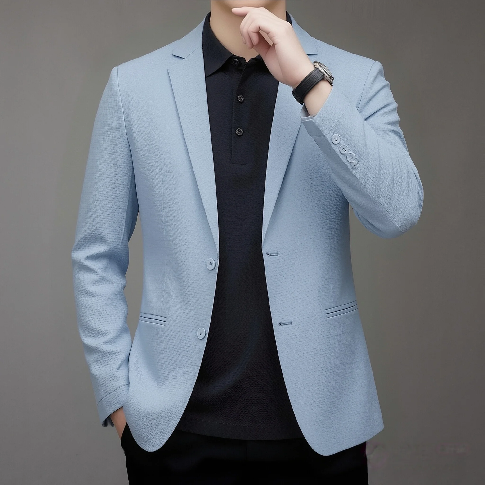 2026 Spring Summer Men's Thin Sun Protection Blazer Lightweight Breathable Casual Outerwear Coat - Image 5