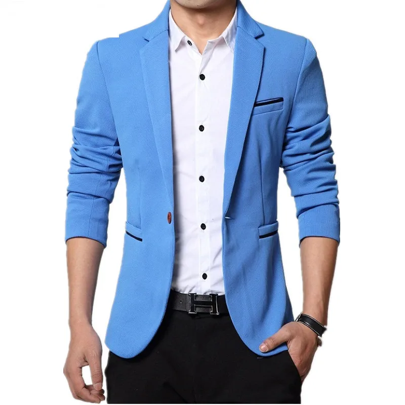 2024 Men Slim fit New Fashion Blazer Suit Jacket Black Blue Red Plus size L to 5XL Male Blazers Mens Coat Wedding Dress - Image 3